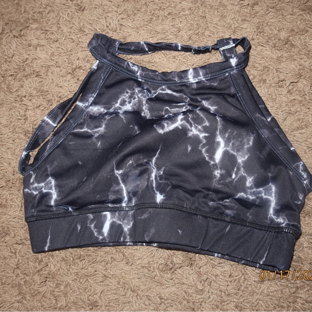 Buffbunny Black and White Marble Sports Bra XS Athleisure Sporty